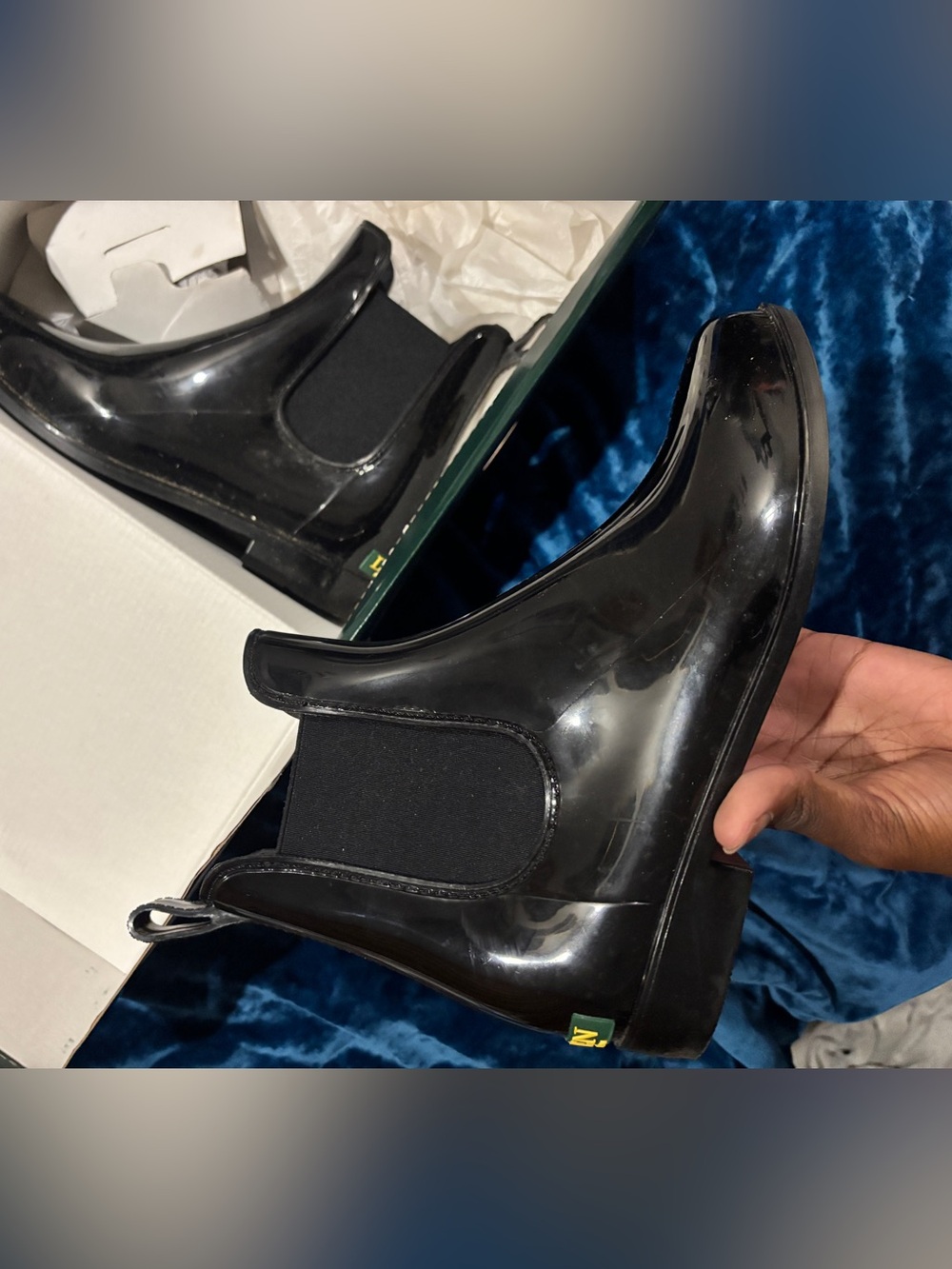 Lauren Ralph Lauren Glossy Black Rain Chelsea Boots